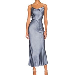Shona Joy Le Lune Bias Midi Dress Size 6 Blue Smoke